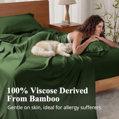 Bamboo Viscose Sheet Set California King Size, Cooling Sheets 4pcs