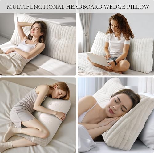 Twin Headboard Pillow, Triangular Wedge Pillow, Reading Pillows, Beige