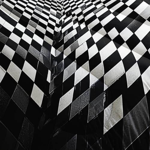 3D Black and White Geometric Pattern Comforter Queen Size，Black and White Checkered Bedding Set Queen，with 1 Comforter with 2 Pillow Case，Checkered Bedroom Decor