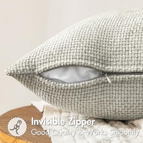MIULEE Decorative Couch Throw Pillow Covers 20x20 Inch Grey-White 2 Pack