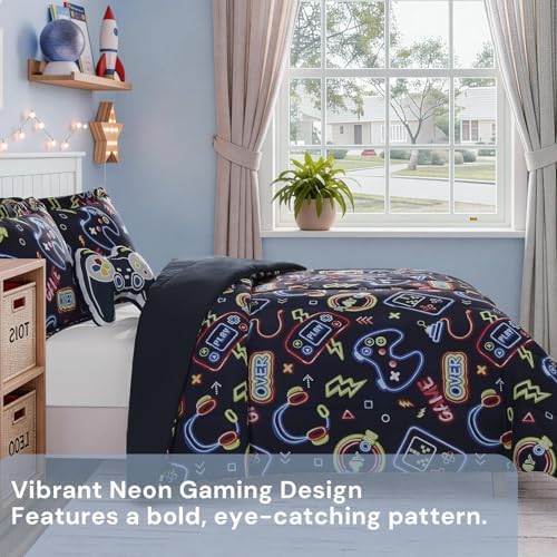 Boys Full Size Bedding Set -4 Pieces Gamer Bedding Full Size Comforter Sets