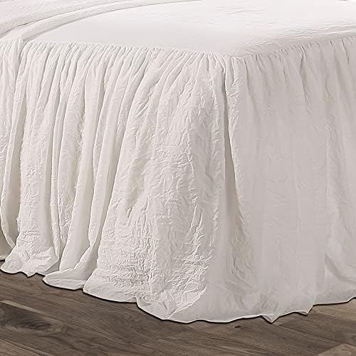 Lush Decor Ruffle Skirt Bedspread Set - 3-Piece Luxurious Farmhouse Bedding - Elegant Ruffle Detail - Timeless Style - Soft Lightweight Sheets - Queen, Neutral