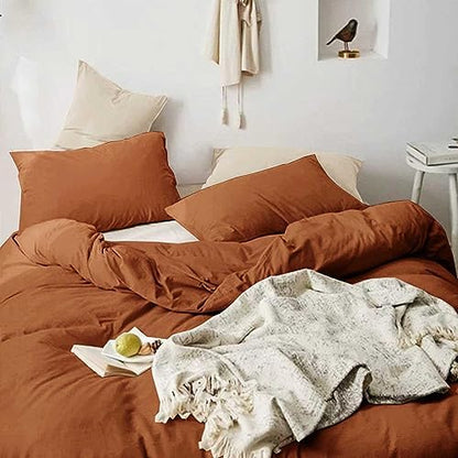 Queen Size Comforter Set 3 Piece, Burnt Orange, 90x90 inch