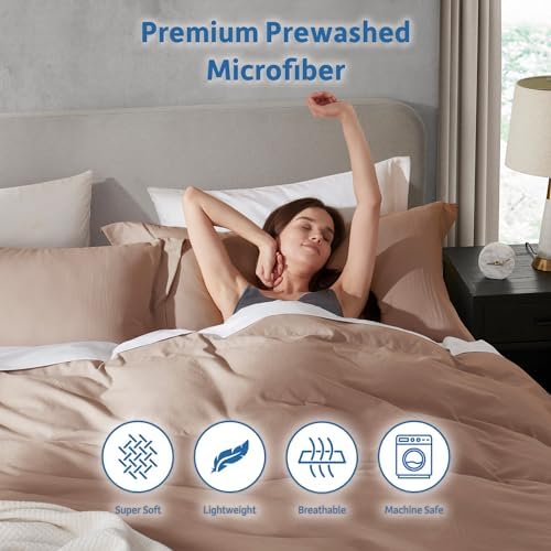 Hearth & Harbor Prewashed Twin Duvet Cover Set, Khaki