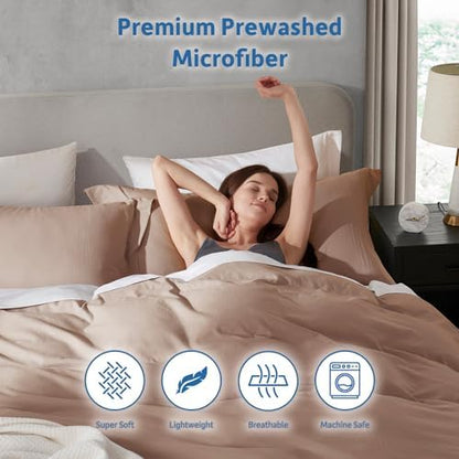 Hearth & Harbor Prewashed Twin Duvet Cover Set, Khaki