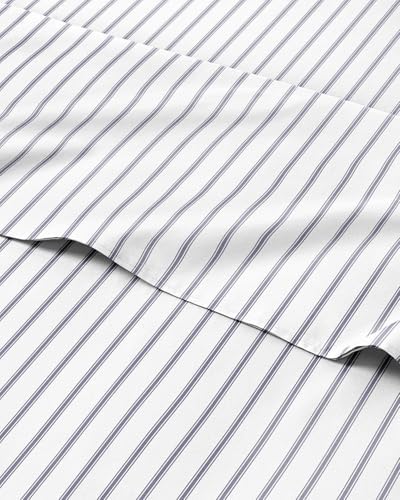 King 4 Piece Striped Sheet Set - Breathable & Cooling - Nautical Pinstripe