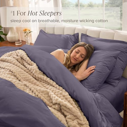 Bare Home 100% Organic Cotton Duvet Cover Set (Twin/Twin XL, Dusty Purple)