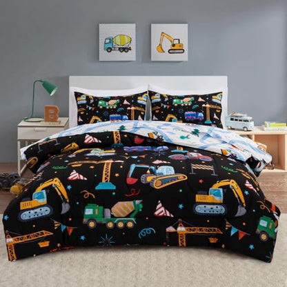 Holawakaka Trucks Tractors Cars Boy Twin Comforter Set with Sheets 5 Pieces
