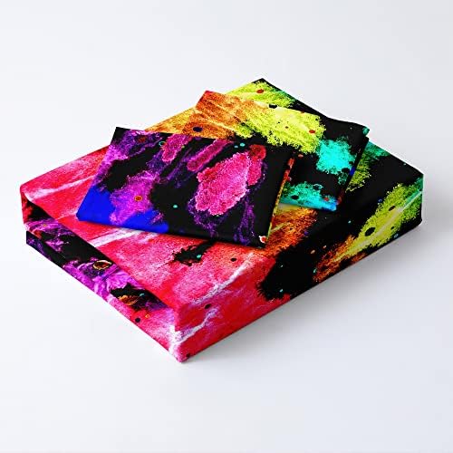 Colorful Tie-Dye Duvet Cover Set Queen Size Watercolor Rainbow Tie Dye Comforter Cover Abstract Art Bed Set Bedding Bedroom