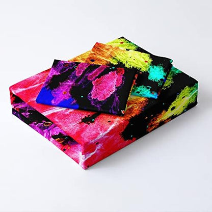 Colorful Tie-Dye Duvet Cover Set Twin Size Watercolor Rainbow Tie Dye Comforter Cover Abstract Art Bed Set Bedding Bedroom