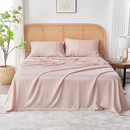 Sijo AiryWeight Tencel Sheet Set, 100% Lyocell Derived from Eucalyptus, Buttery Soft, Architectural Digest Best Cooling Sheets Winner, 1 Top Sheet Only (Blush, Full/Queen)