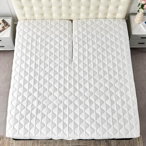 Kingnex Waterproof Split Top King Mattress Protector Pad for Adjustable Bed