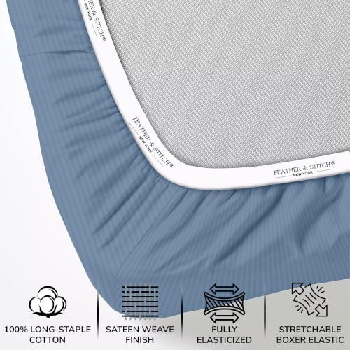 Feather & Stitch 100% Cotton Sateen 500 TC King Size Bed Sheet Set