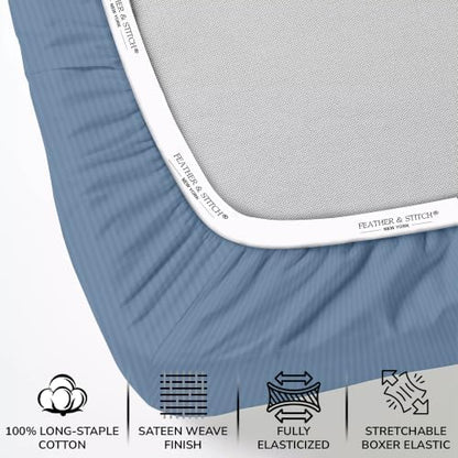 Feather & Stitch 100% Cotton Sateen 500 TC King Size Bed Sheet Set