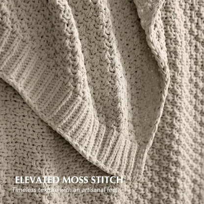 EVERGRACEHOME Chunky Chenille Knit Throw Blanket, 60 x 80, Warm Gray