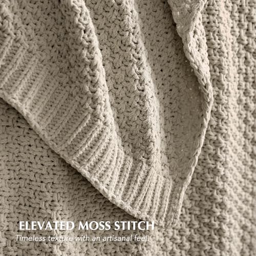 EVERGRACEHOME Chunky Chenille Knit Throw Blanket, 50 x 60, Warm Gray