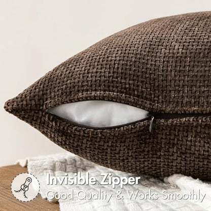 MIULEE Decorative Dark Brown Euro Sham Pillow Covers 24x24 Inch 2 Pack