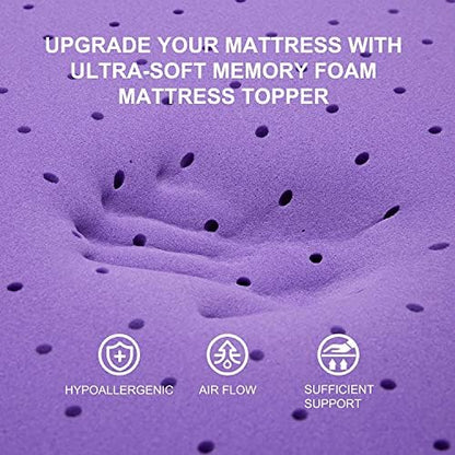 SINWEEK 1.5 Inch Gel Memory Foam Mattress Topper Ventilated Soft Pressure Relieve Mattress Pad, Breathable Bed Topper, CertiPUR-US Certified, Queen Size