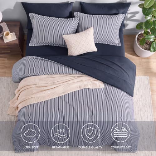 Monbix King Size Comforter Set-7 Pieces Soft Bed in a Bag King Bedding Set