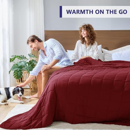 yescool King Size Weighted Blanket for Adults 25lbs, 80” x 87”, Red Grey