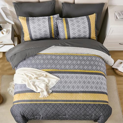 Cottolester Queen Comforter Set 7 Pieces,Boho Striped Bed in a Bag