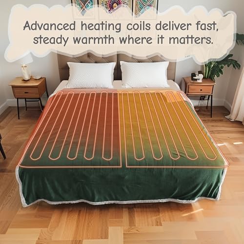 Soypipo Electric Heated Blanket 84"x90", 9 Heat Settings 10-Hour Auto-Off
