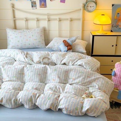 VM VOUGEMARKET Kids Fish Duvet Cover Set Twin,Blue Striped