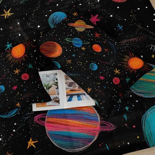 Outer Space Theme Comforter Set Queen for Kids，Space Bedding Queen Bed for Boys，with 1 Comforter with 2 Pillow Case