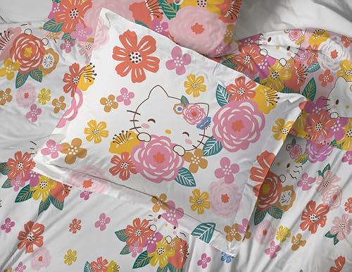 Sanrio Hello Kitty King Comforter Set 7 Piece Floral Bedding, Multi