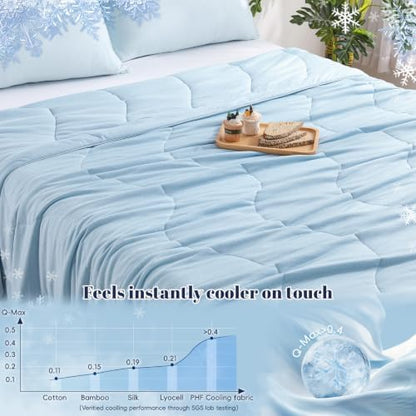 PHF Cooling Comforter, Rayon from Bamboo Soft Breathable Quilted Blanket