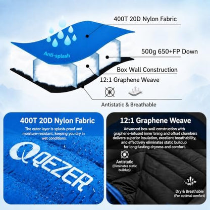 0 Degree Down Sleeping Bag for Adults,Cold Weather Backpacking