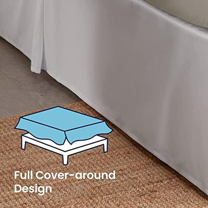Super Soft 800-TC Split Corners Queen Size Bed Skirt - 60x80+16-Inch Tailored Drop Easy Fit - Bed Skirt for Queen Beds - Center & Corner Pleats Wrinkle & Fade Resistance