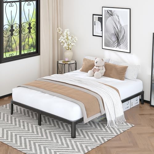 Lutown-Teen 10 Inch King Bed Frame with Rounded Corner Legs, 2000 LBS Heavy Duty Metal King Size Platform Bed Frame No Box Spring Needed, Noise Free, Easy Assembly, Black