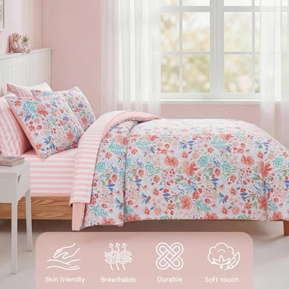 Full Size Comforter Sets for Girls - 7 Pieces Floral Full Size Bedding Sets