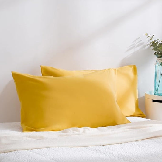 Evolive Ultra Soft Brushed Microfiber Standard Size 20"x30" Pillowcases Pair Set of 2 with Envelope Closure (20"x30" Standard, Spicy Mustard)