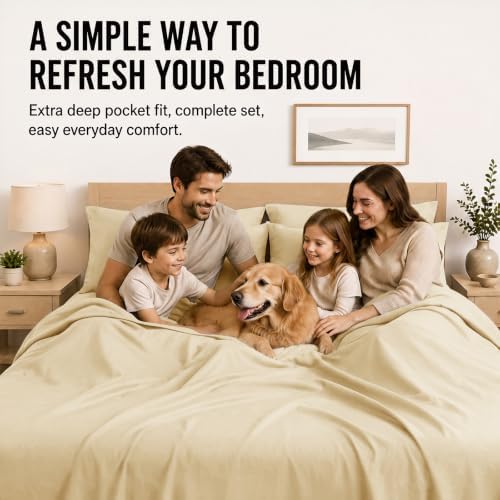 CozyLux King Size Sheets Set 6-Piece, 21-Inch Deep Pocket, Soft Feel