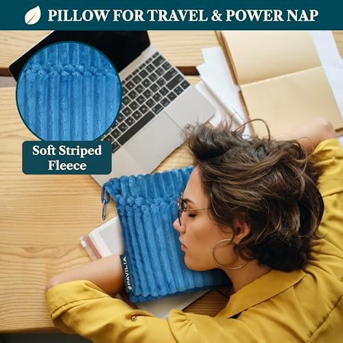 PAVILIA Travel Blanket and Pillow, Soft Ribbed Fleece Airplane, Teal Blue