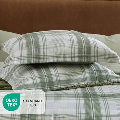Plaid Twin XL Comforter Set Green 5 Pieces Bed in a Bag for College Dorm