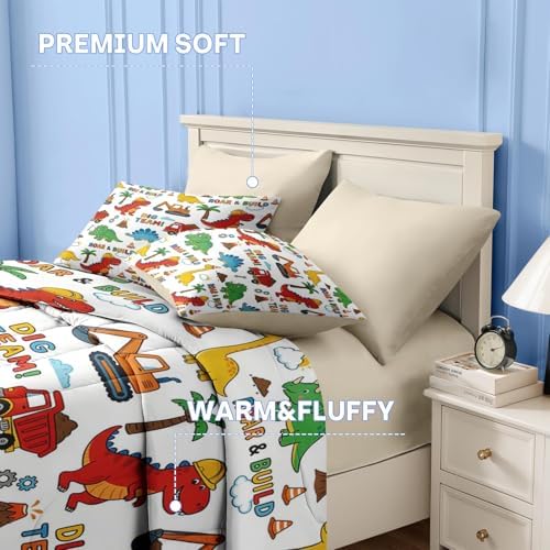 Nesker Full Comforter Set for Boys, 7 Pieces Dinosaur Bedding for Kids