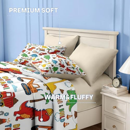 Nesker Full Comforter Set for Boys, 7 Pieces Dinosaur Bedding for Kids