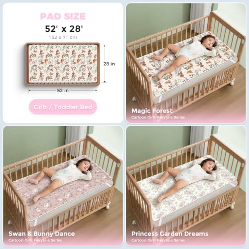 Crib Mattress Protector Viscose from Bamboo 3 Pack, 100% Waterproof Absorbent Crib Mattress Pad Cover for Baby & Toddler, Machine Washable Quilted Toddler Mattress Protector, 52''x28''