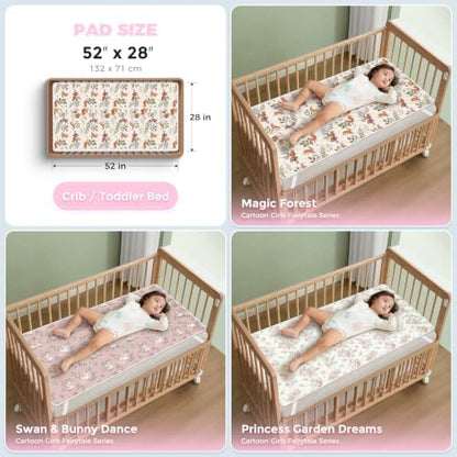 Crib Mattress Protector Viscose from Bamboo 3 Pack, 100% Waterproof Absorbent Crib Mattress Pad Cover for Baby & Toddler, Machine Washable Quilted Toddler Mattress Protector, 52''x28''