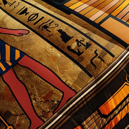 Nttopship Ancient Egypt Comforter Bedding Set with 2 Pillowcase King Size Pharaoh Pyramid Comforter Set for Kids Boys Girls Bedroom Decor