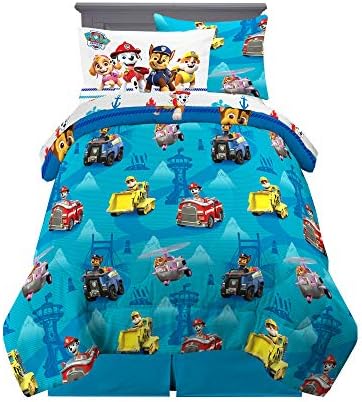 Paw Patrol Kids Bedding Super Soft Comforter and Sheet Set with Sham, 5 Piece Twin Size, (100% Officially Licensed Nickelodeon Product) By Franco