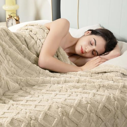 Aganear Fleece Throw Blanket for Couch Sofa 60"x80" Khaki