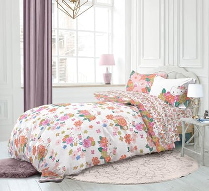 Sanrio Hello Kitty Full Size Comforter Set 7 Piece Floral Bedding, Multi