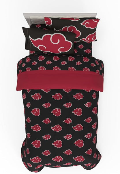 Collectibles Naruto Anime Akatsuki Bedding 5 Piece Super Soft Reversible Comforter and Sheet Set with Sham, Twin, (Officially Licensed Product) By Franco