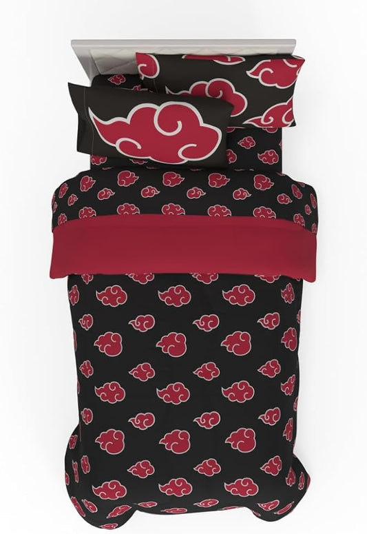 Collectibles Naruto Anime Akatsuki Bedding 5 Piece Super Soft Reversible Comforter and Sheet Set with Sham, Twin, (Officially Licensed Product) By Franco