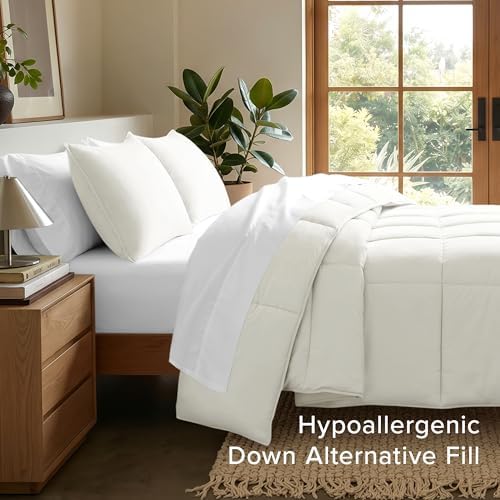 Bare Home Comforter Set - 1800 Ultra Soft (Oversized Queen, Antique White)