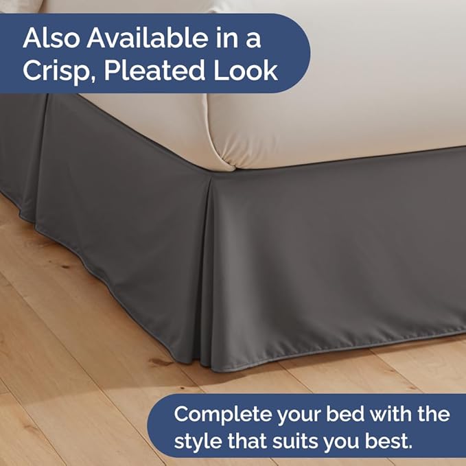 Bedskirt Full Size Ruffle - 18 inch Drop Dust Ruffle Bed Skirt with Platform - Ultra-Soft, Easy Fit, Premium Hotel Quality - Wrinkle, Fade & Shrink Resistant - For Women, Men, Kids & Teens - Dark Grey